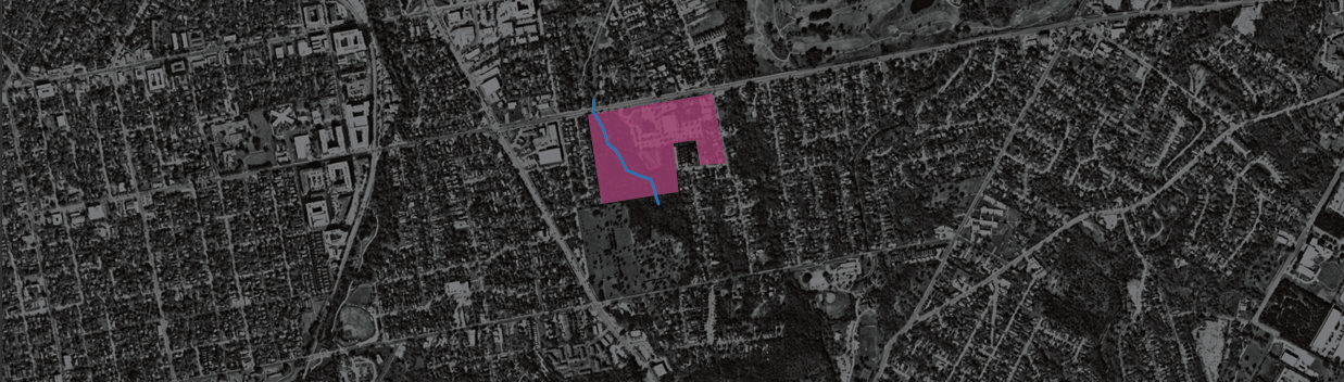 Aerial site plan showing the St. James development parcel highlighted within the surrounding neighborhood